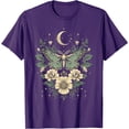 thumbnail image 1 of Goblincore Moth and Butterfly Moonphases Flowers Cottagecore Unisex T-Shirt for Men Women Kids Toddler,Purple Color,Size L, 1 of 5