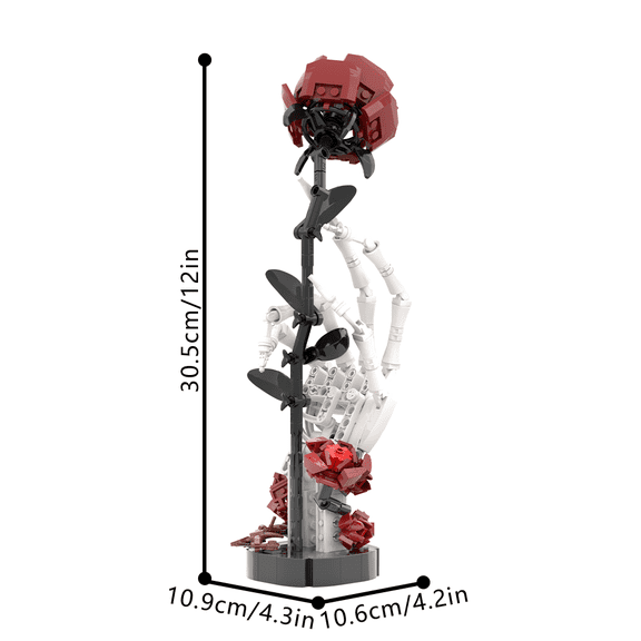 Gobricks MOC Skull Roses Bouquet Bricks Model Gothic Crow Skull Flowers Decorate Building Blocks Gothic Cross Assembly Toys Gift