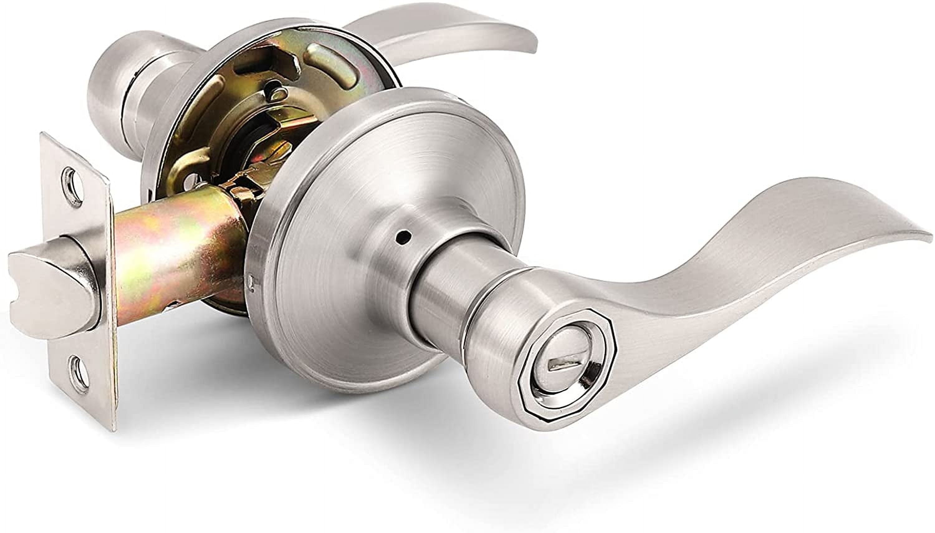 Gobrico Universal Wave Style, Privacy Lever Door Knob Nickel