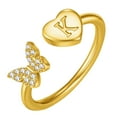 Gobwell anillos Stackable Initial Zircon Rings for Women Girls Rose