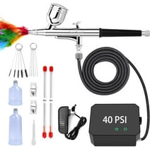 Gocheer Upgraded 40PSI Airbrush Kit, Dual-Action Multi-Function Airbrush Set with Compressor for Painting Portable Air Brush Set for Cake Decoration Makeup Art Craft Nail Design Model Tattoo