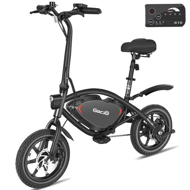 Gocio 14" Foldable Electric Bike, 375Wh 48V Electric Bicycles for Adults Women Teens, Peak 500W City Commuter Cruiser Ebikes, LED Display, E bike One-Piece Tire with 5 Riding Modes UL2849 Certified