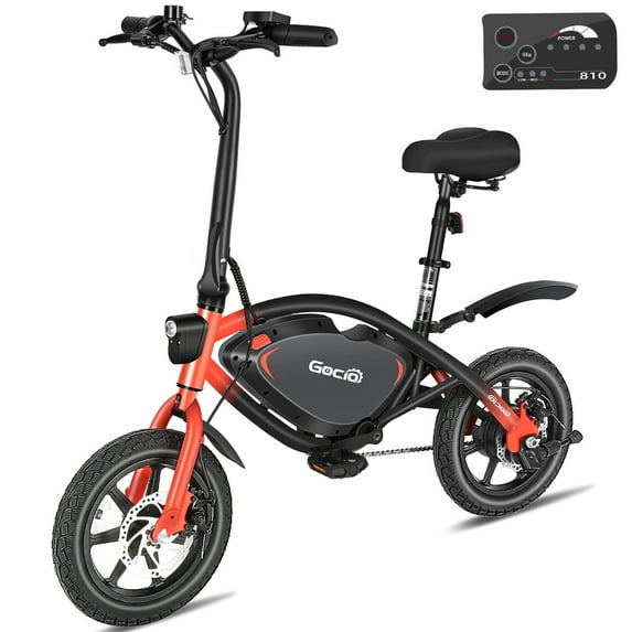 Gocio 14" Foldable Electric Bike, 375Wh 48V Electric Bicycles for Adults Women Teens, Peak 500W City Commuter Cruiser Ebikes, LED Display, E bike One-Piece Tire with 5 Riding Modes UL2849 Certified