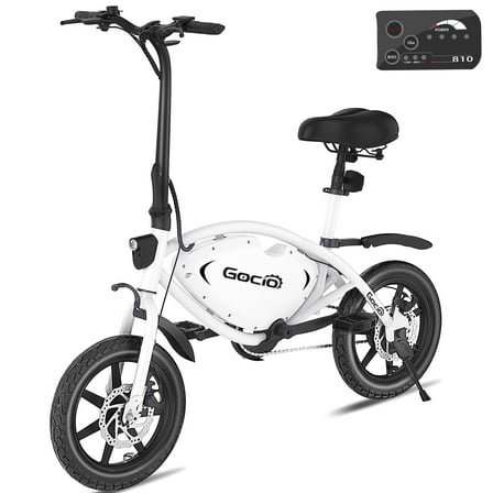 Gocio 14" Foldable Electric Bike, 375Wh 48V Electric Bicycles for Adults Women Teens, Peak 500W City Commuter Cruiser Ebikes, LED Display, E bike One-Piece Tire with 5 Riding Modes UL2849 Certified