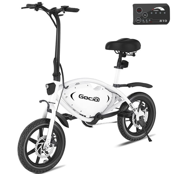 Gocio 14" Foldable Electric Bike, 375Wh 48V Electric Bicycles for Adults Women Teens, Peak 500W City Commuter Cruiser Ebikes, LED Display, E bike One-Piece Tire with 5 Riding Modes UL2849 Certified