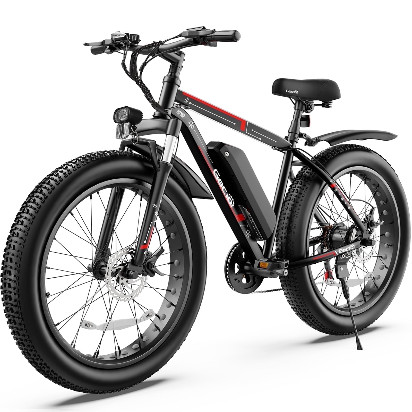 Gocio 26" 4.0 Fat Tire Electric Bike for Adults, 500W Motor, 48V 13Ah Battery, Lightweight Aluminum Alloy Frame, Max 22Mph Electric Mountain Bike Beach Snow Ebike for Men, Professional 7-Speed UL2849