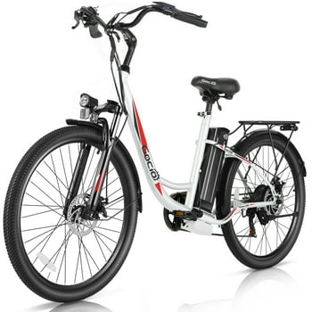 Gocio 26 in. Electric Bicycle 500W Electric Hybrid Bike, 48V Adjustable City Ebike for Adults, Suspension Fork, Max 19.8MPH, 7 Speed Gears for Men and Women Electric Commuter Bike, UL2849