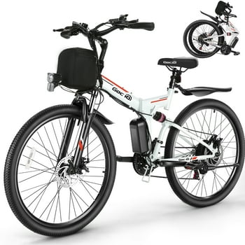 Gocio 26 in. Electric Bike for Adults, 500W Folding Electric Mountain Bicycle Max 22Mph, Full Suspension, 48V Foldable E-Bike with Removable 374.4Wh Lithium-Ion Battery Electric City Bike, UL2849