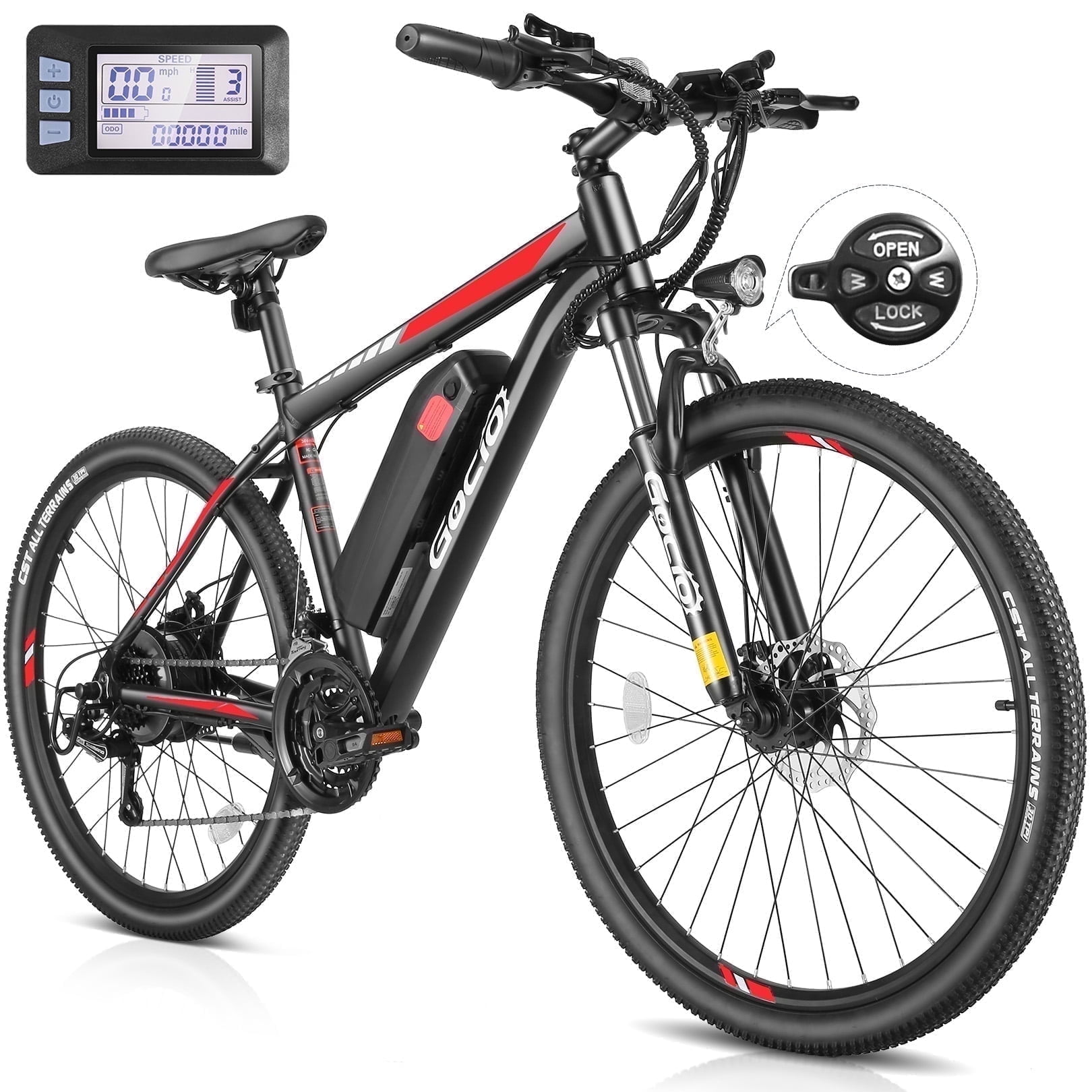 Gocio Electric Bike for Adults, 27.5" E-Mountain Bike, Lockable Suspension Fork, 750W Peak Power Motor, 48V/10.4AH, 19.8 MPH, 21 Speed, UL 2849