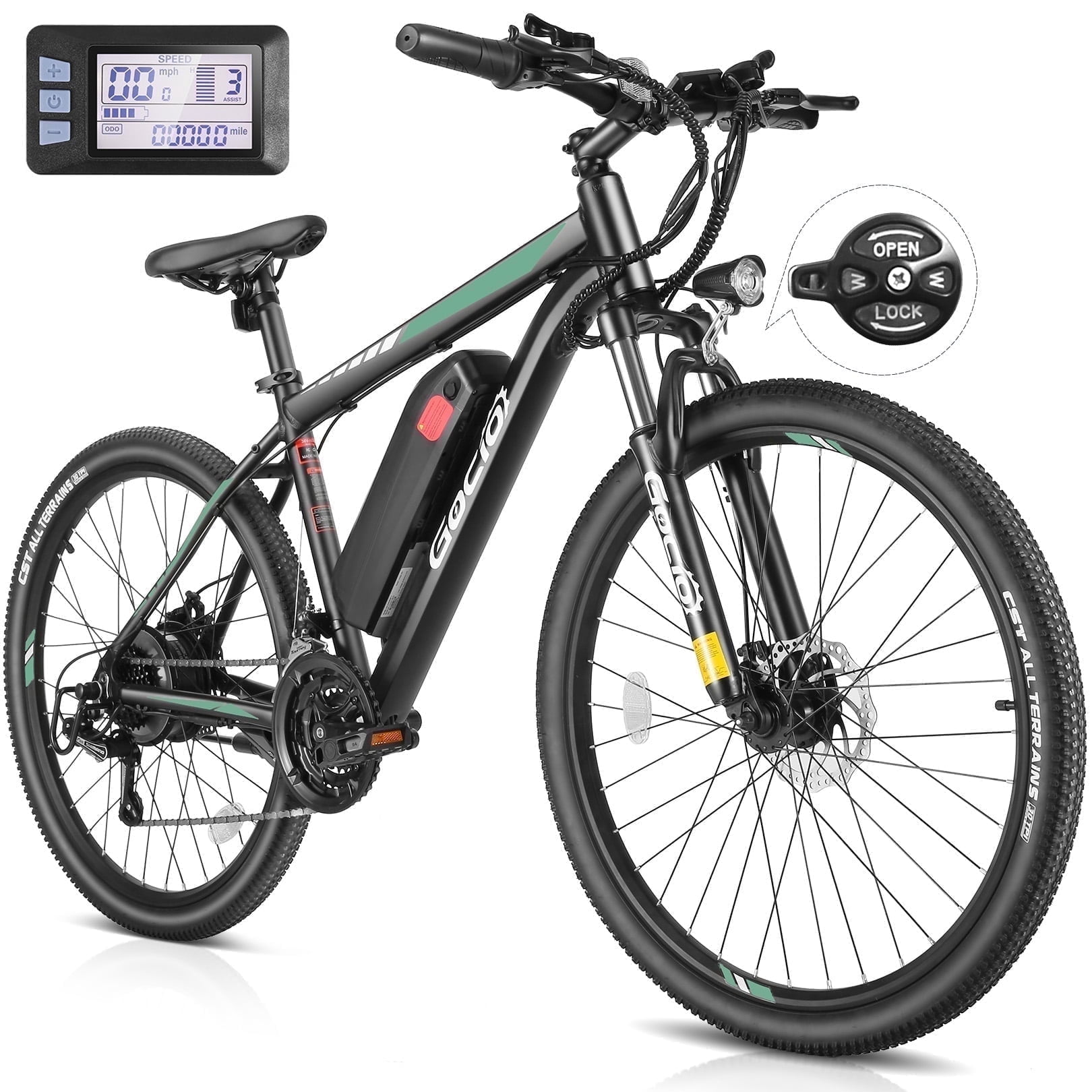 Gocio Electric Bike for Adults, 27.5" E-Mountain Bike, Lockable Suspension Fork, 750W Peak Power Motor, 48V/10.4AH, 19.8 MPH, 21 Speed, UL 2849