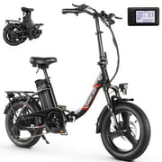 Gocio Electric Bike 3.0 Fat Tire Foldable Ebike, 48V 7.8Ah Battery, 350W Electric Commuter Bicycle Low-Step E Bike with LCD, 16" One-Piece Tire Folding Electric City Bike for Women Teen Adults, UL2849