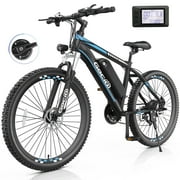 Gocio 500W 26" Electric Bike, 2.1" Electric Mountain Bike for Adults, 499Wh 48V 10.4Ah Battery 19.8MPH 3H Fast Charge Ebike, LCD Display, Lockable Suspension Fork, Shimano 21 Speed UL2849
