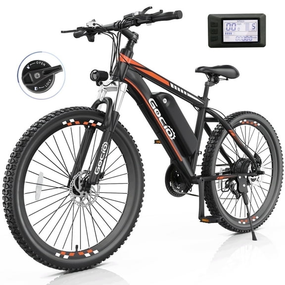 Gocio 500W 26" Electric Bike, 2.1" Electric Mountain Bike for Adults, 499Wh 48V 10.4Ah Battery 19.8MPH 3H Fast Charge Ebike, LCD Display, Lockable Suspension Fork, Shimano 21 Speed UL2849 Certified