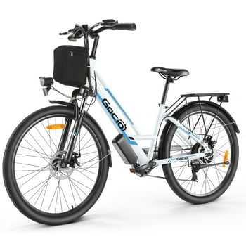 Gocio 500W 26" Electric Bike 48V Electric Bicycle for Adults, 19.8mph Cruiser Ebike, Electric Commuter Bike with Carrier Rack, Low Step Frame Shimano 7 Speed for Men Women Senior UL 2849