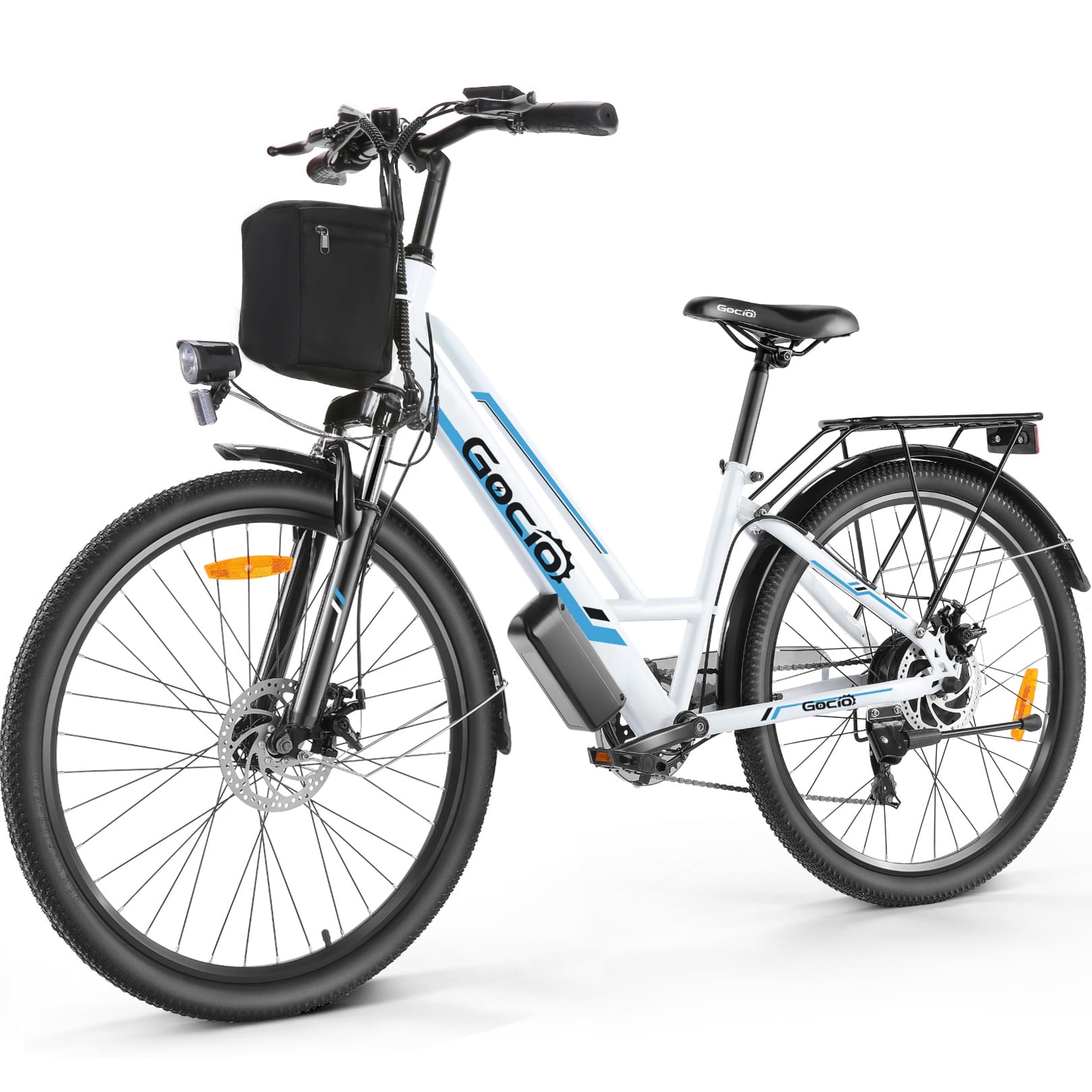 Gocio 500W 26 Electric Bike 48V Electric Bicycle for Adults 19.8mph Cruiser Ebike Electric Commuter Bike with Carrier Rack Low Step Frame Shimano