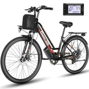 Gocio 500W 26" Electric Bike 48V Electric Bicycle for Adults, 19.8mph Cruiser Ebike, Electric Commuter Bike with Carrier Rack, Low Step Frame Shimano 7 Speed for Men Women Senior UL 2849