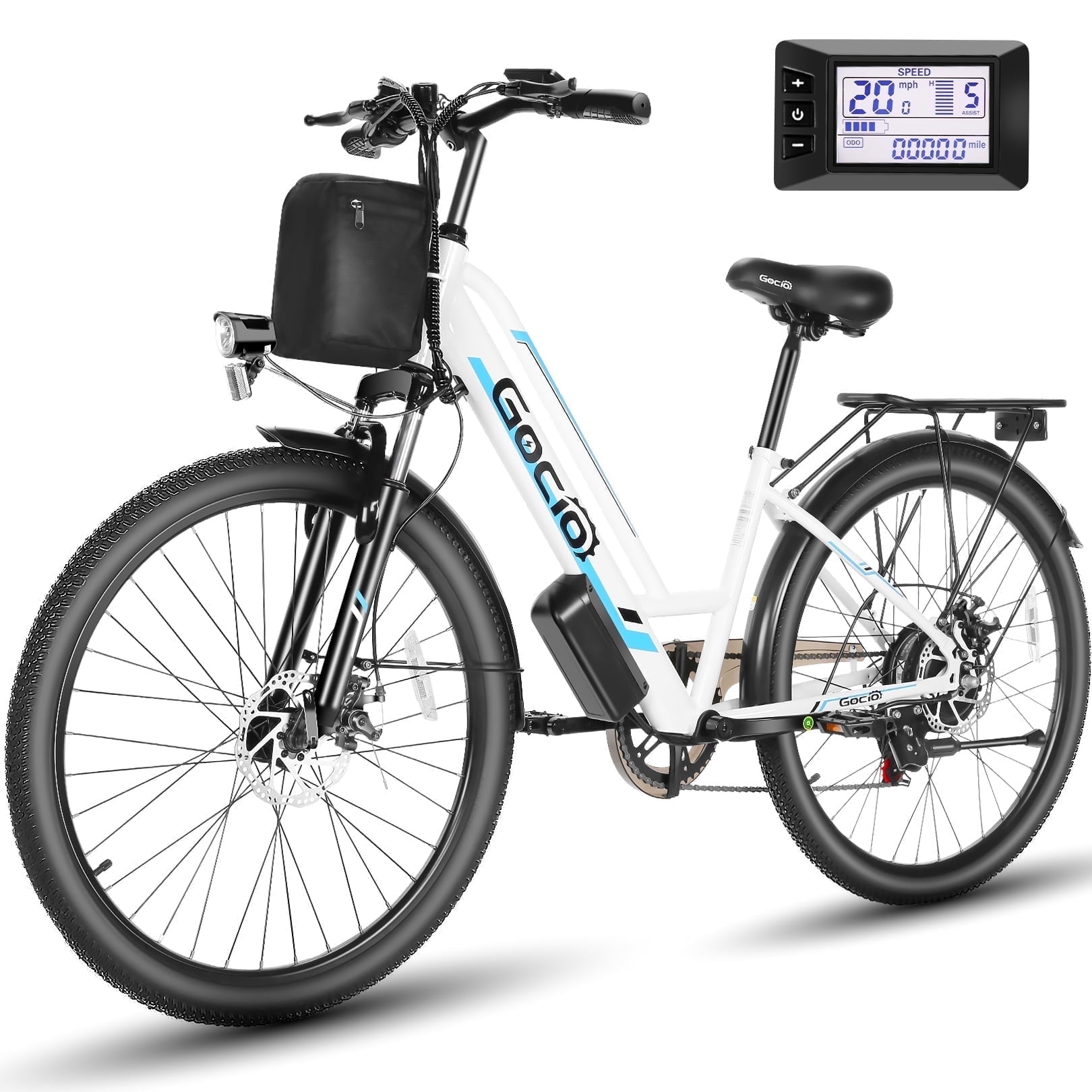 Gocio UL2849 Certified 26" Electric Bike for Adults, 750W Peak Motor, 48V 7.8Ah Battery, 19.8 mph 7-Speed Commuter Ebike with Disc Brakes
