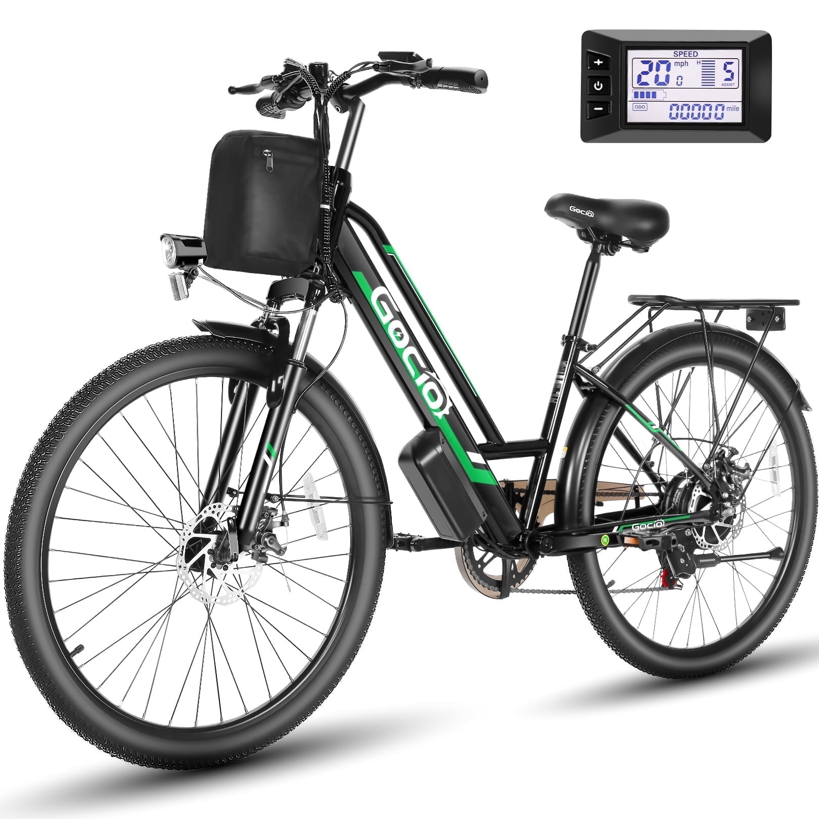 Gocio UL2849 Certified 26" Electric Bike for Adults, 750W Peak Motor, 48V 7.8Ah Battery, 19.8 mph 7-Speed Commuter Ebike with Disc Brakes