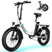 Gocio 500W Electric Bike, 20" * 3.0" Folding Electric Bicycle for Adults, City Cruiser Ebike with 48V 10.4Ah Removable Battery UL 2849, Max 19.8mph Electric Hybrid Bike 7 Speed for Men Women White