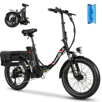Gocio 500W Electric Bike, 20" * 3.0" Folding Electric Bicycle for Adults, City Cruiser Ebike with 48V 10.4Ah Removable Battery UL 2849, Max 19.8mph Electric Hybrid Bike 7 Speed for Men Women Black