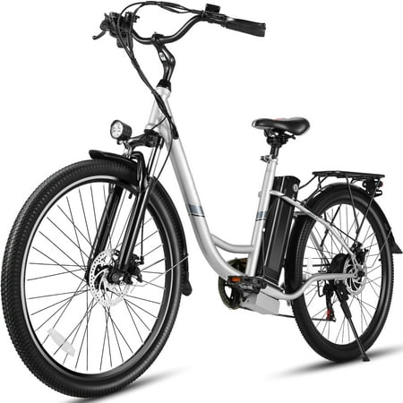 Gocio 500W Electric Bike for Adults, 26" Electric Hybrid Bicycle City Ebike, Women E Bike with 48V 7.8Ah Battery, Suspension Fork, 5 Modes Men Electric Bike with 7 Speed, LED Display and Headlight
