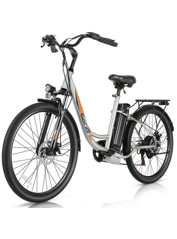Gocio 500W Electric Bike for Adults, 26" Electric Hybrid Bicycle City Ebike, Women E Bike with 48V 7.8Ah Battery, Suspension Fork, 5 Modes Men Electric Bike, 7 Speed, LCD Display and Headlight, UL2849