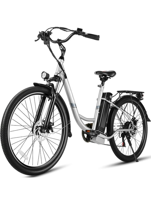 Gocio 500W Electric Bike for Adults, 26" Electric Hybrid Bicycle City Ebike, Women E Bike with 48V 7.8Ah Battery, Suspension Fork, 5 Modes Men Electric Bike, 7 Speed, LED Display and Headlight, UL2849