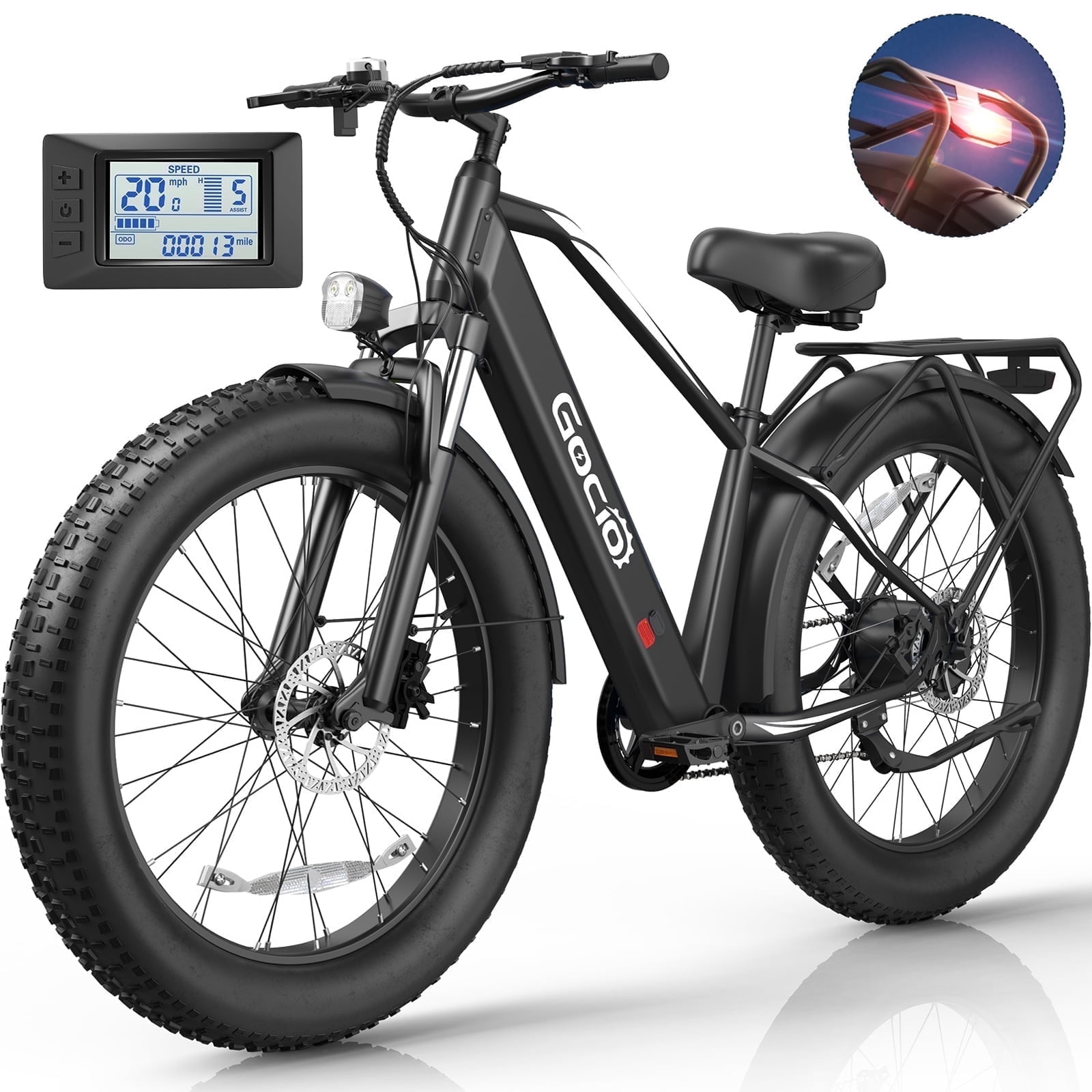 Gocio UL2849 Certified 26"x4.0 Fat Tire Electric Bike for Adults, 1500W Peak Motor, 48V 15Ah Battery, 25MPH Max Speed, Off-Road Mountain E-bike