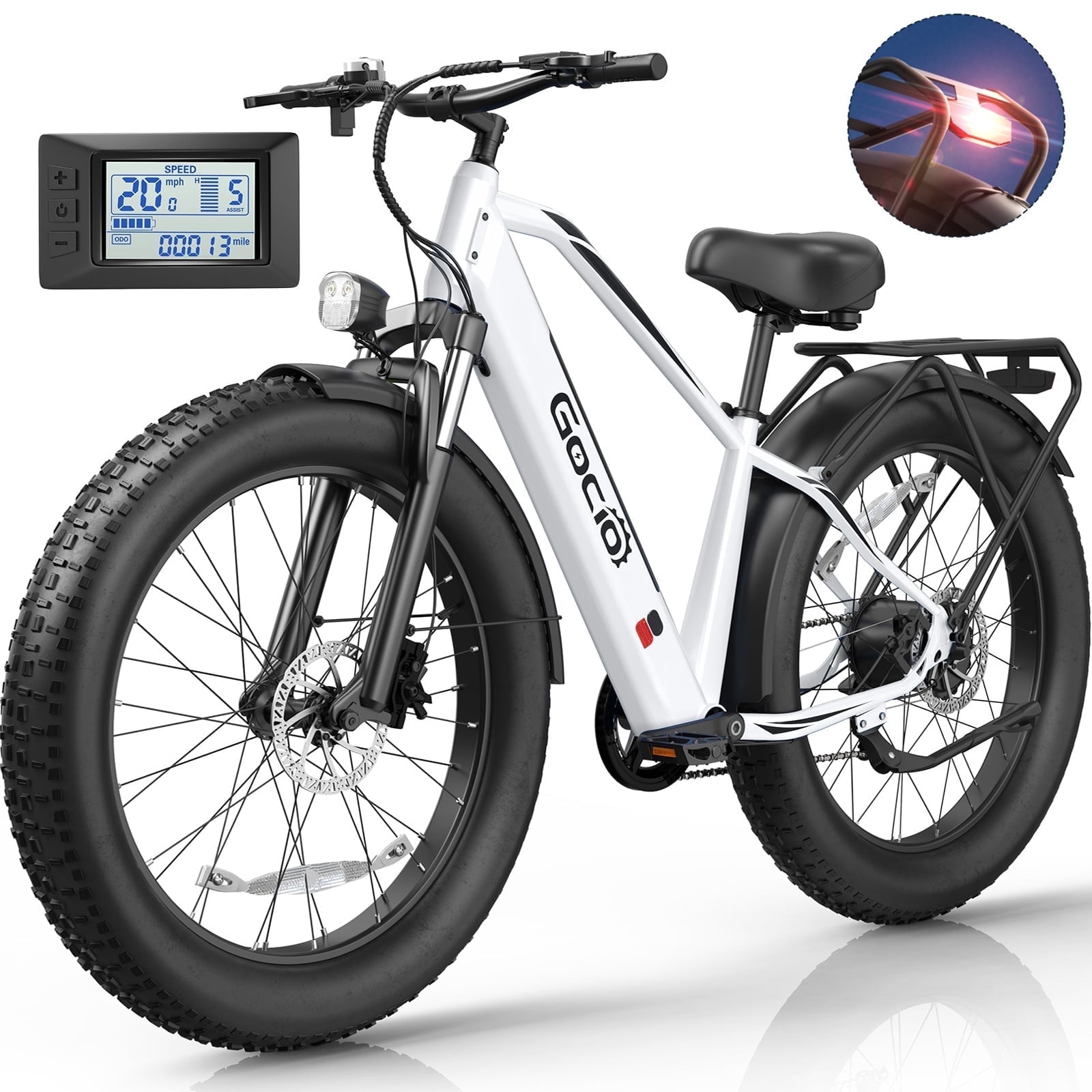 Gocio UL2849 Certified 26"x4.0 Fat Tire Electric Bike for Adults, 1500W Peak Motor, 48V 15Ah Battery, 25MPH Max Speed, Off-Road Mountain E-bike