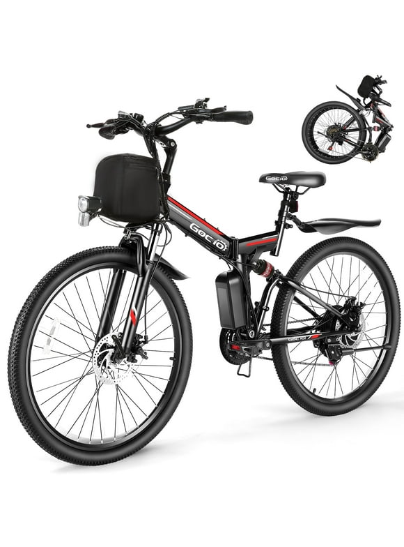 Gocio Adult Electric Bicycles Foldable Ebike, 500W 26" Electric Commuter Bicycle, 48V Battery, Full Suspension, Folding Electric Mountain Bike, Adjustable 21 Speed E-Bikes for Adults UL2849