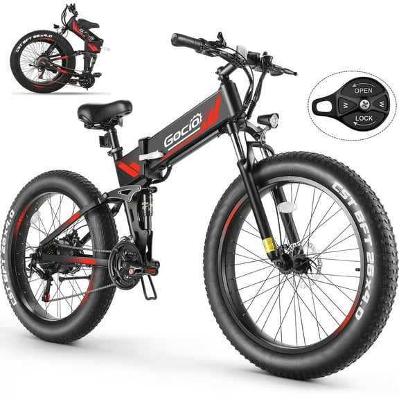 Gocio Ebike 750W Peak, 26"x4" Fat Tire Electric Bike, Full Suspensions, 48V 10.4Ah Foldable Electric Bikes Adult, LCD, 21 Speed, Electric Mountain Bike UL2849 Certified