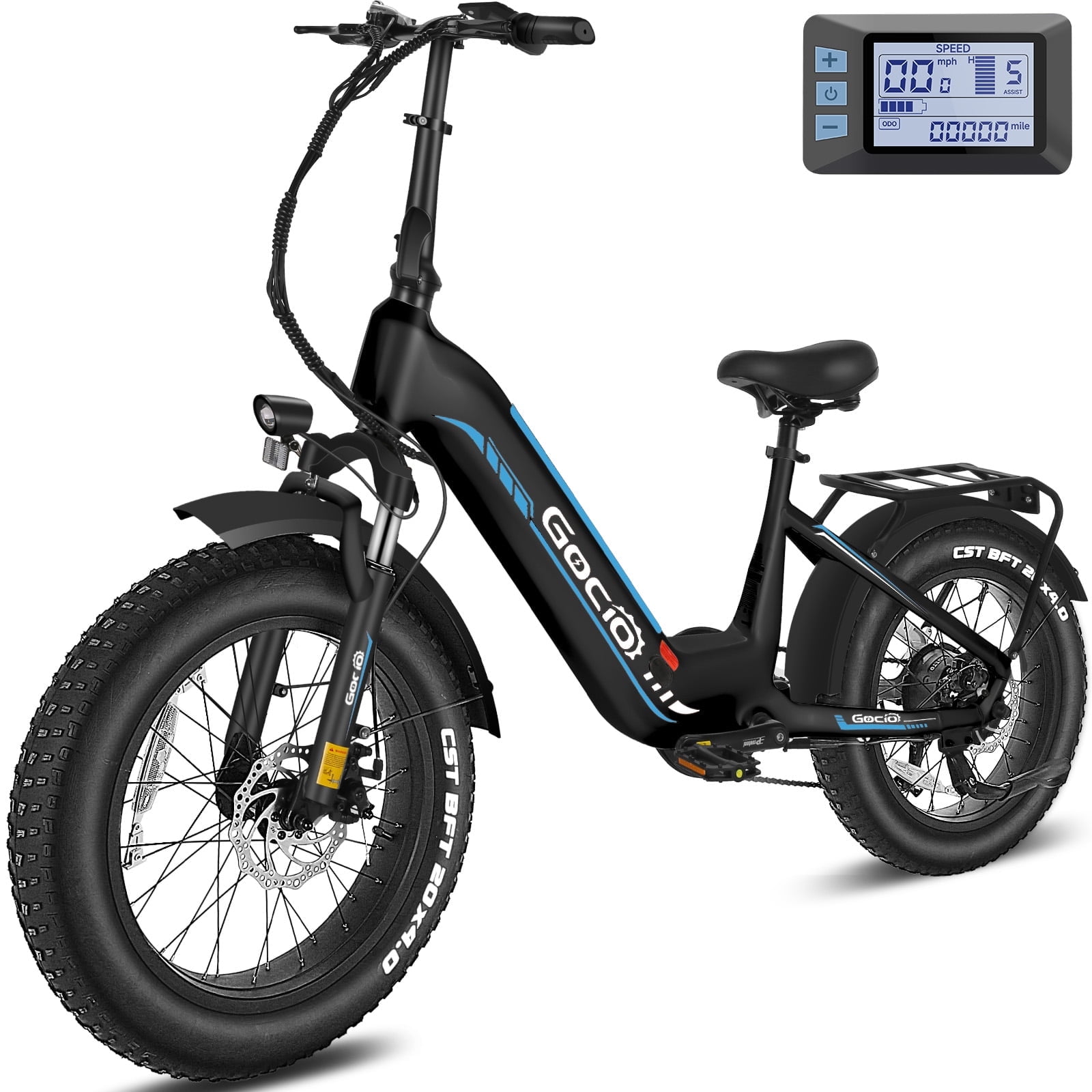Gocio Electric Bike for Adults, 19.8MPH 500W Mountain Bike, 48V 13AH Removable Lithium-Ion Battery Ebikes, 20"x4.0" Fat Tire Electric Bicycles, 3A Fast Charge UL2849