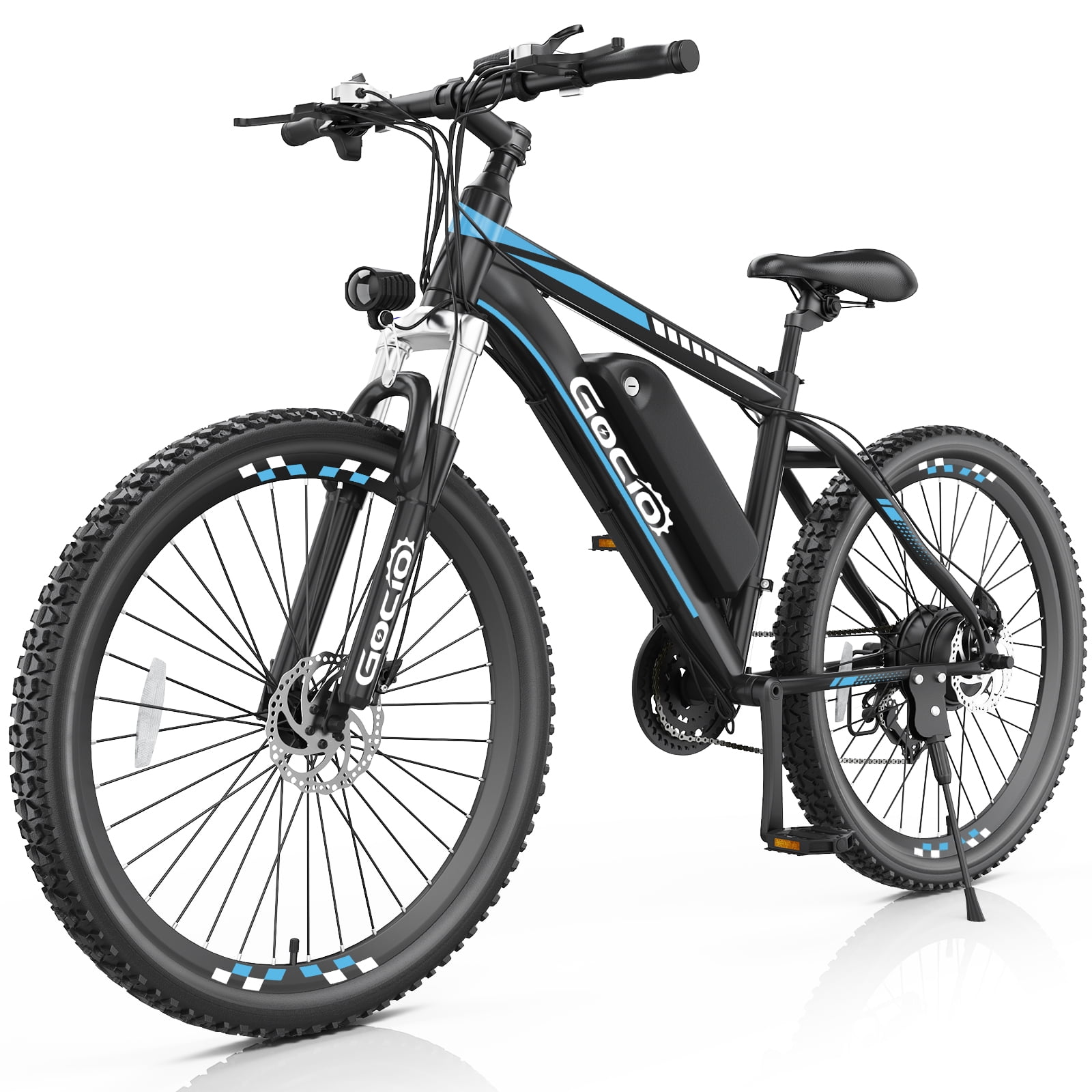 Gocio 500W Electric Bike 26 2.1 Electric Mountain Bicycle for Adults 48V 10.4Ah 19.8MPH Battery 3A Fast Charge Ebike with Shimano 21 Speed Lockable