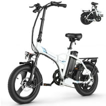 Gocio Electric Bike Fat Tire Folding Electric Bicycle for Adults with LCD Display, 350W Ebike 48V City Bike with 374.4wh Removable Battery Shimano 7 Speed Commuting Hybrid Bike UL2849