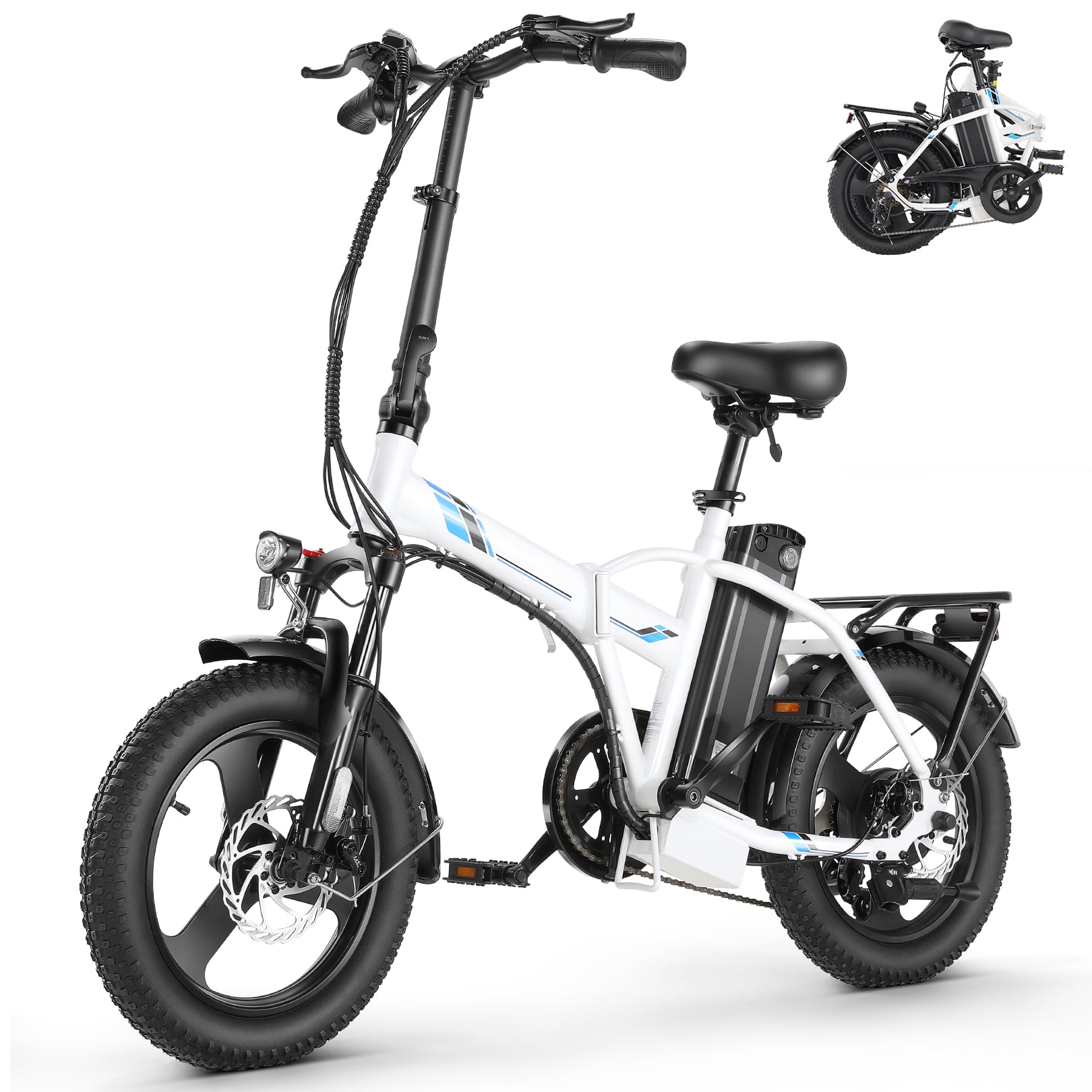 Gocio Electric Bike Fat Tire Folding Electric Bicycle for Adults with LCD Display 350W Ebike 48V City Bike with 374.4wh Removable Battery Shimano 7