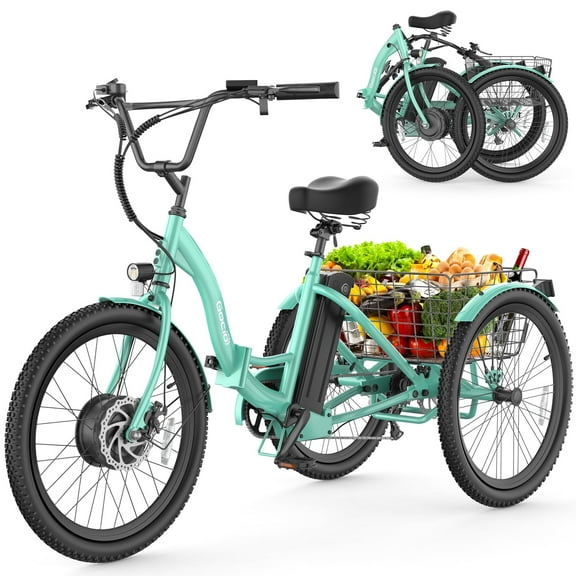 Gocio Electric Tricycle for Adults, Peak 500W Motor Electric Trike 48V 10.4AH UL2849 Battery, Cargo Motorized Tricycle, Shimano 7 Gears 3-Wheel Electric Bike for Adults & Seniors