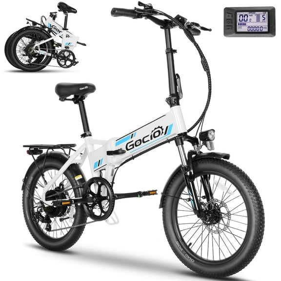 Gocio Foldable Electric Bike for Adults, Peak 750W Electric Mountain Bicycles, 20" * 2.4" Fat Tire Electric Bicycle, 375Wh 48V Removable Lithium-Ion Battery,Urban Commuter Ebike Man Woman UL2849