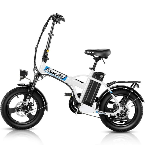 Gocio Peak 750W Electric Bike, 16" x 3.0 One-Piece Fat Tire Foldable Electric Bicycle for Adults Women, 48V 374.4Wh Removable Battery Ebikes, 20MPH Commuter E Bike for Teenager UL2849 Certified