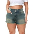 thumbnail image 1 of Gocolloa Women Plus Size Jean Shorts Sexy Stretchy High Waisted Frayed Raw Hem Denim Shorts Retro Blue 16W, 1 of 5
