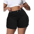 thumbnail image 1 of Gocolloa Women Plus Size Jean Shorts Stretchy Curvy Cargo Shorts High Waisted Streetwear Denim Shorts with Pockets Black 18W, 1 of 1