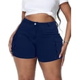 thumbnail image 1 of Gocolloa Women Plus Size Jean Shorts Stretchy Curvy Cargo Shorts High Waisted Streetwear Denim Shorts with Pockets Dark Blue 18W, 1 of 1