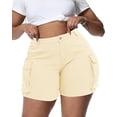 thumbnail image 1 of Gocolloa Women Plus Size Jean Shorts Stretchy Curvy Cargo Shorts High Waisted Streetwear Denim Shorts with Pockets Khaki 20W, 1 of 1