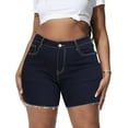 thumbnail image 1 of Gocolloa Women Plus Size Jean Shorts Stretchy High Waisted Frayed Raw Hem Denim Shorts Dark Blue 18W, 1 of 5