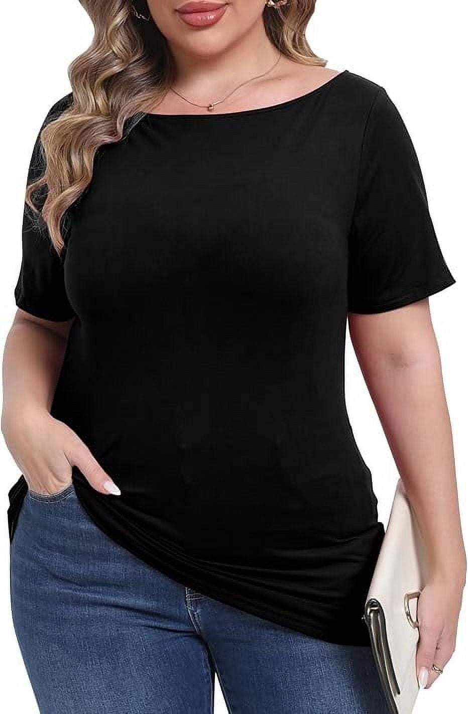 Women's Double Lined T-Shirts - Slim Fit Short Sleeve Crewneck Tops For Gym & Casual