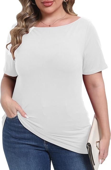 19Momme Silk Short Sleeve Boat Neck Women's T-Shirt