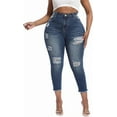 thumbnail image 1 of Gocolloa Womens Plus Size Capri Jeans Stretchy High Waisted Skinny Denim Capris Pants Royal Blue 26W, 1 of 6