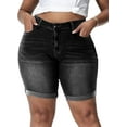 thumbnail image 1 of Gocolloa Womens Plus Size Jean Shorts High Waisted Stretchy Midi Bermuda Denim Shorts 8.7" Inseam Smoky Gray 22W, 1 of 1