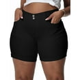 thumbnail image 1 of Gocolloa Womens Plus Size Jean Shorts Stretchy High Waisted Distressed Fold Hem Denim Shorts Black 20W, 1 of 4