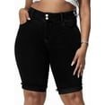 thumbnail image 1 of Gocolloa Womens Plus Size Jean Shorts Stretchy High Waisted Ripped Roll Hem Denim Bermuda Shorts 10" Inseam Black 22W, 1 of 5