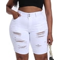 thumbnail image 1 of Gocolloa Womens Plus Size Jean Shorts Stretchy High Waisted Ripped Roll Hem Denim Bermuda Shorts 10" Inseam White 20W, 1 of 5